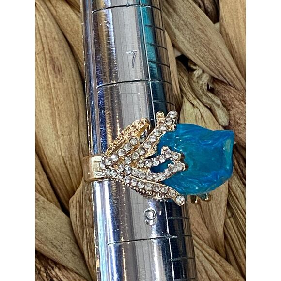 OCEAN’S OATH Blue Wave Ocean Earrings Necklace Ring Sz 8 Jewelry Set Beach Gift - Picture 7 of 10